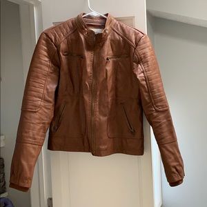 1 gray leather jacket and 1 brown leather jacket
